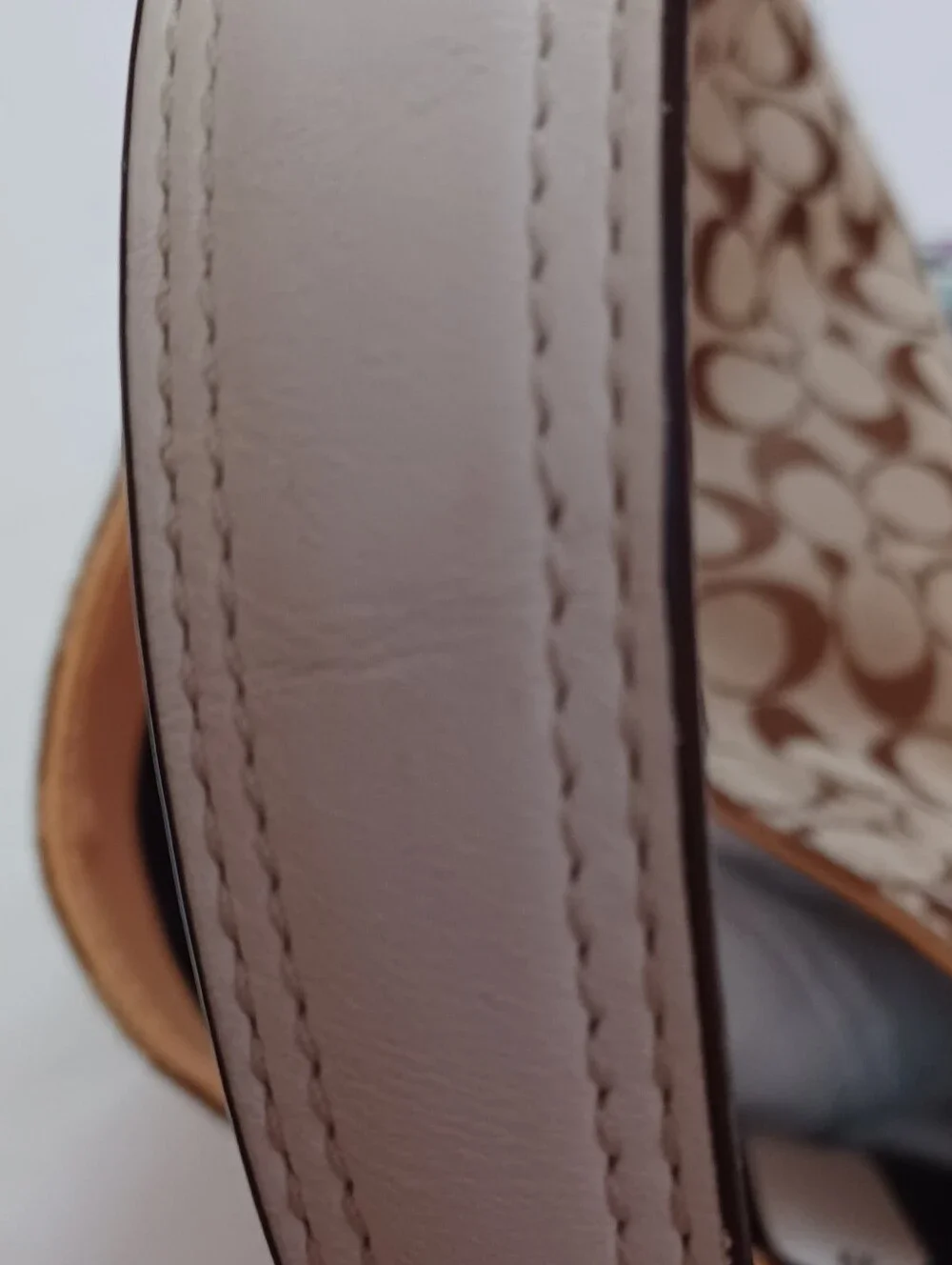 Coach Beige Signature Canvas Hobo with Cream Leather Trim
